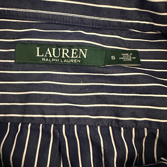 Lauren Ralph Lauren Popover Blouse Size S Blue and White Striped Career Wear - Picture 5 of 5